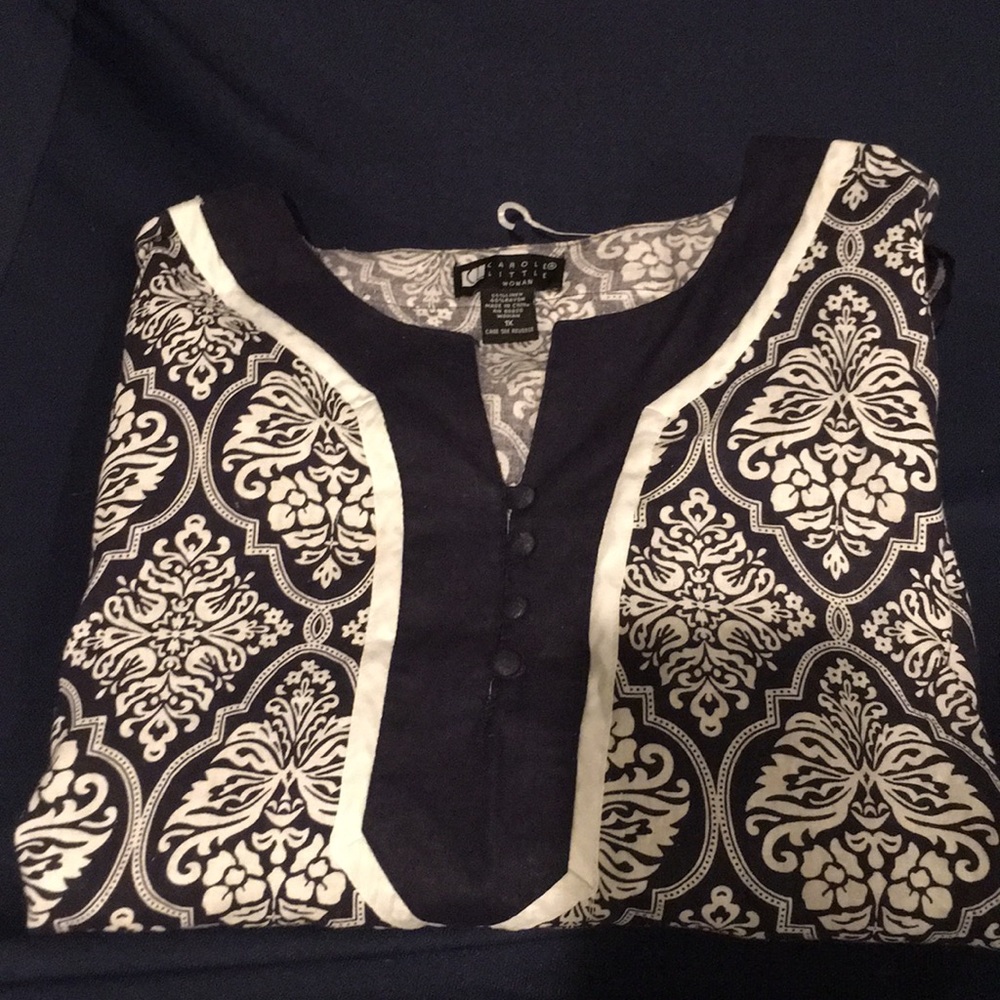 Carol Little Linen Navy and White print